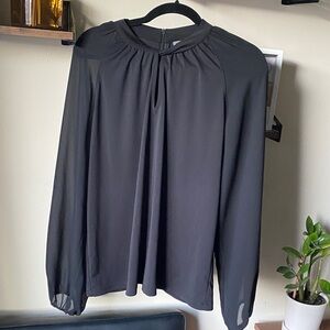 Worthington Black Sheer Sleeve Blouse